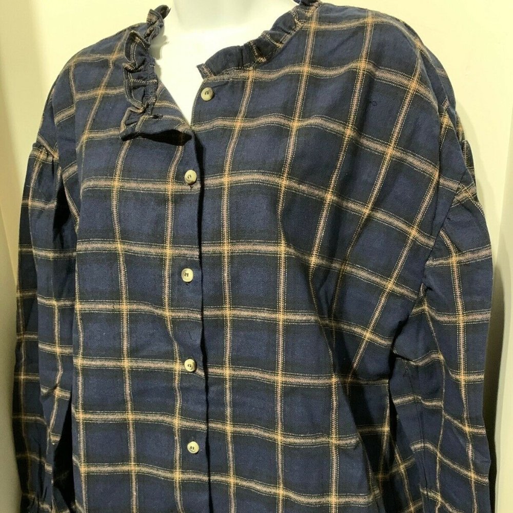 NWT Very J SIZE 1X Women Shirt Long Sleeve Plaid